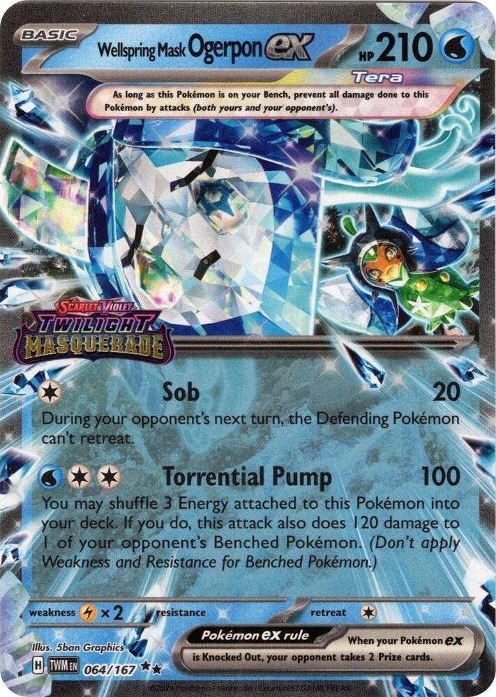 Wellspring Mask Ogerpon ex (Twilight Masquerade Stamp) - 064/167 Double Rare Miscellaneous Cards & Products