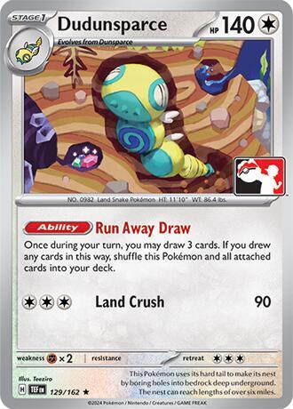 Dudunsparce - 129/162 Rare Prize Pack Series Cards