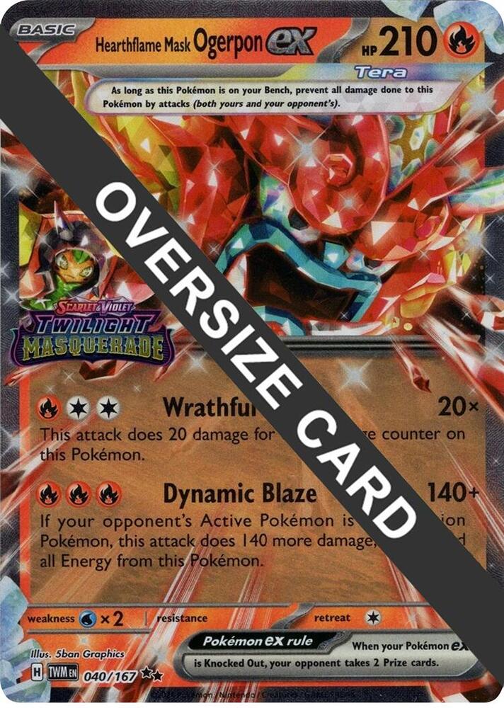 Hearthflame Mask Ogerpon ex (Twilight Masquerade Stamp) - 040/167 Double Rare Jumbo Cards