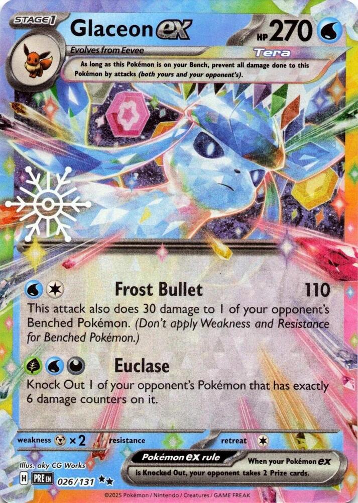 Glaceon ex - 026/131 (Holiday Calendar) Double Rare SV: Prismatic Evolutions