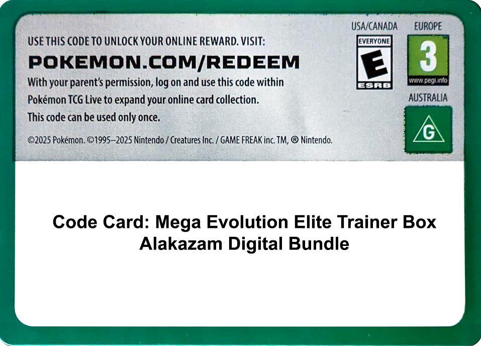 Code Card - Mega Evolution Elite Trainer Box Alakazam Digital Bundle - Code Card ME01: Mega Evolution