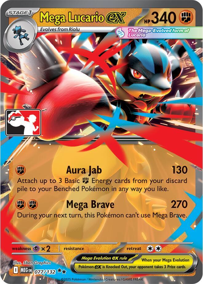 Mega Lucario ex - 077/132 077/132 Double Rare Prize Pack Series Cards Pokémon card