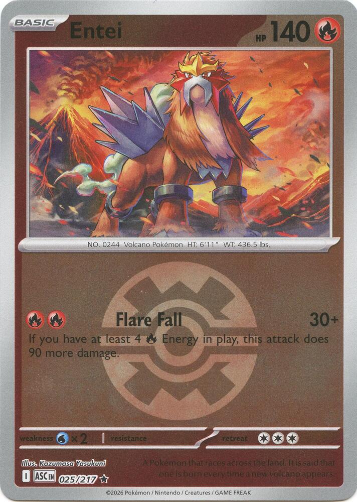 Entei (Quick Ball) 025/217 Rare Ascended Heroes Pokémon card
