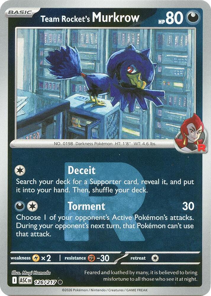 Team Rocket's Murkrow (Team Rocket) - 126/217 Common ME: Ascended Heroes