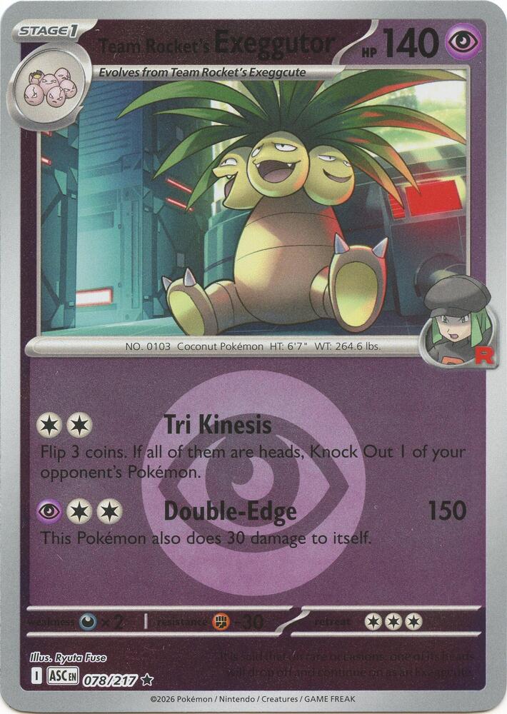 Team Rocket's Exeggutor (Energy Symbol Pattern) 078/217 Rare Ascended Heroes Pokémon card