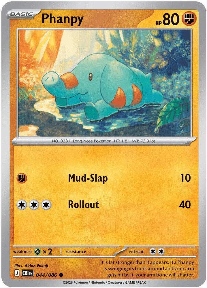 Phanpy 044/086 Common Chaos Rising Pokémon card