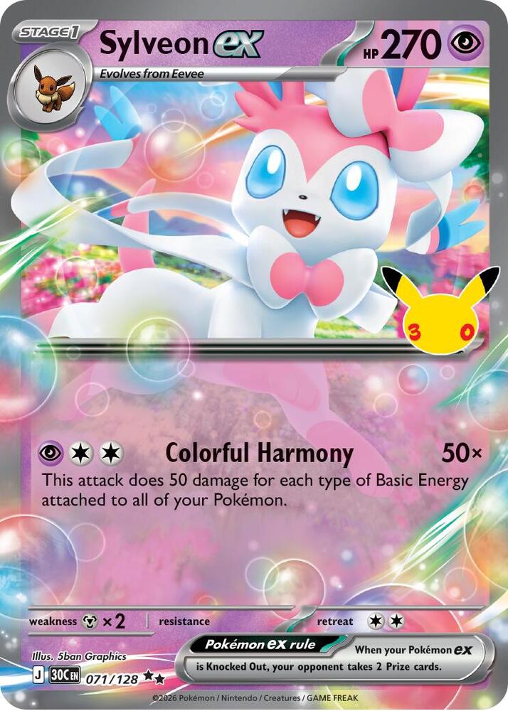 Sylveon ex - 071/128 071/128 Double Rare 30th Celebration Pokémon card