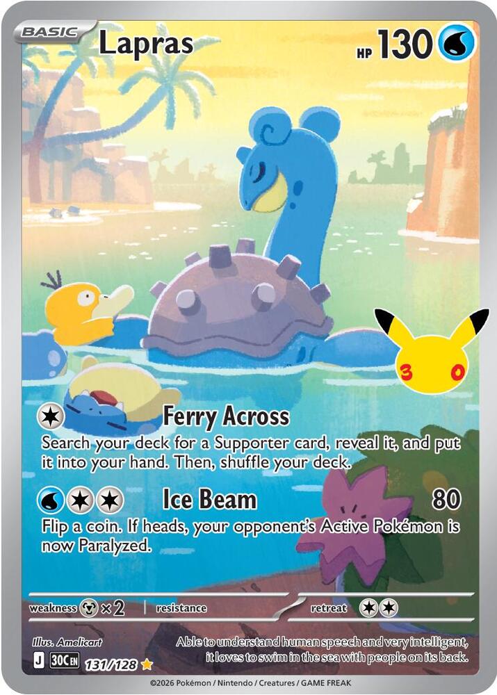 Lapras - 131/128 131/128 Illustration Rare 30th Celebration Pokémon card