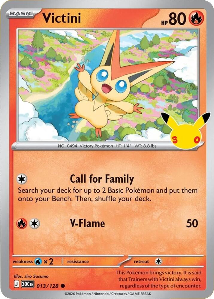 Victini 013/128 Common 30th Celebration Pokémon card