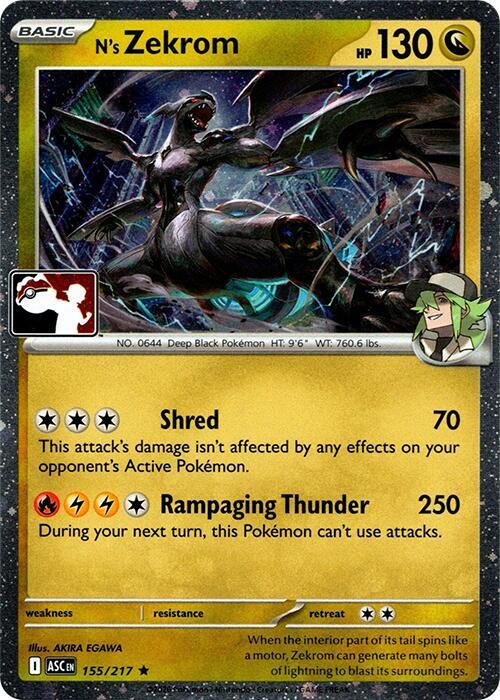 N's Zekrom - 155/217 (Cosmos Holo) 155/217 Rare Prize Pack Series Cards Pokémon card