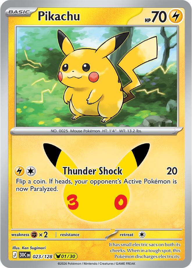 Pikachu - 023/128 023/128 30th Celebration Pokémon card