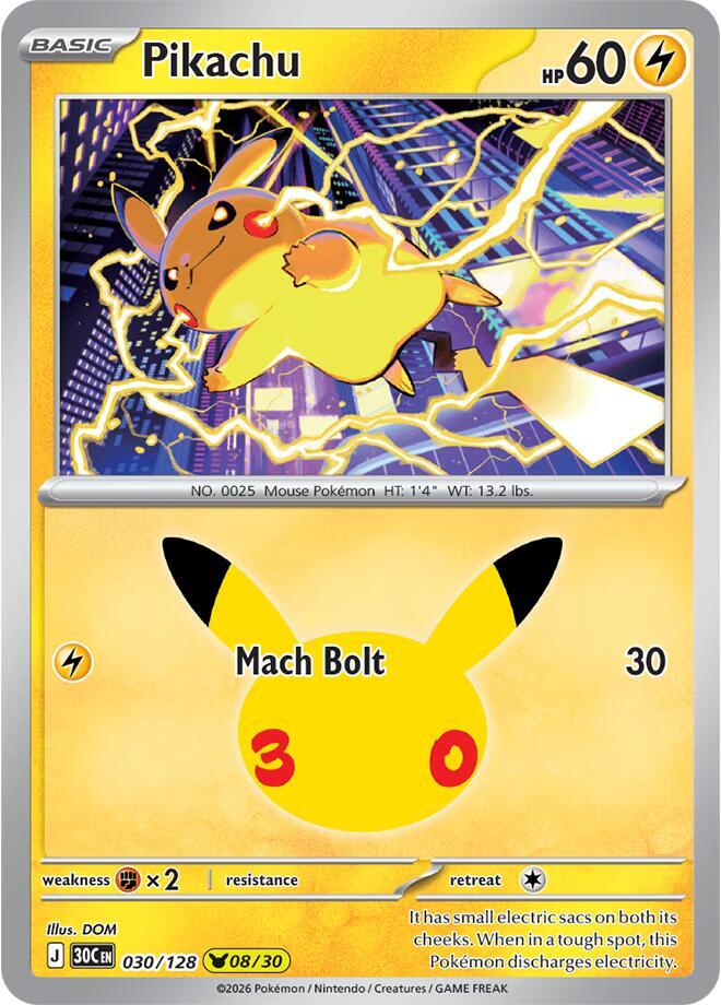 Pikachu - 030/128 030/128 30th Celebration Pokémon card