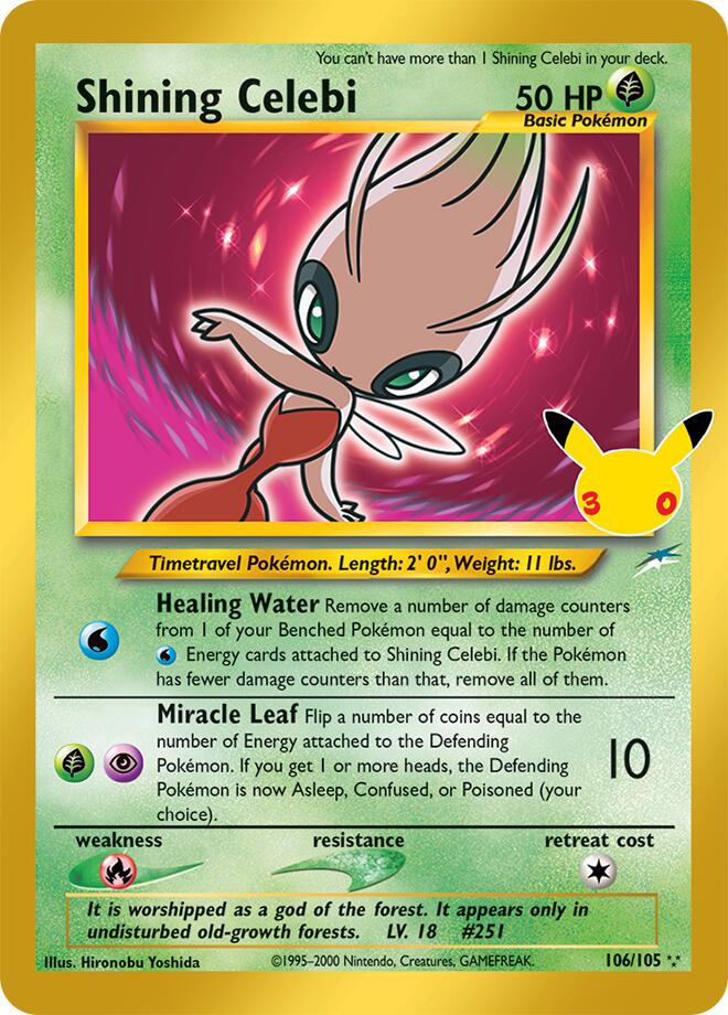 Shining Celebi 106/105 Classic Collection 30th Celebration Classic Collection Pokémon card