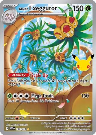 Alolan Exeggutor - 129/128 129/128 Illustration Rare 30th Celebration Pokémon card