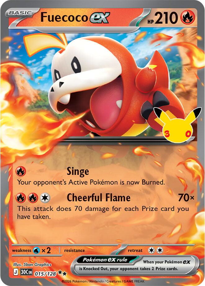 Fuecoco ex - 015/128 015/128 Double Rare 30th Celebration Pokémon card