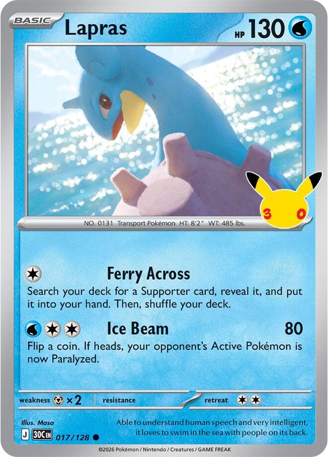 Lapras - 017/128 017/128 Common 30th Celebration Pokémon card
