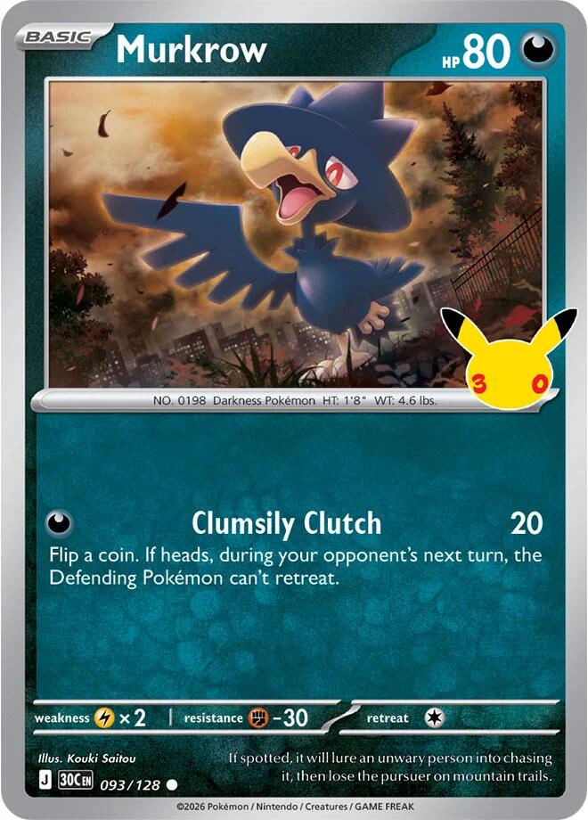 Murkrow 093/128 30th Celebration Pokémon card
