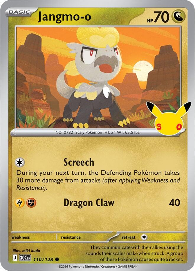 Jangmo-o 110/128 Common 30th Celebration Pokémon card