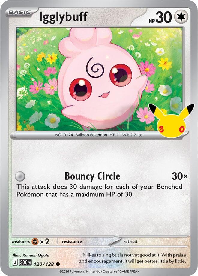 Igglybuff 120/128 Common 30th Celebration Pokémon card