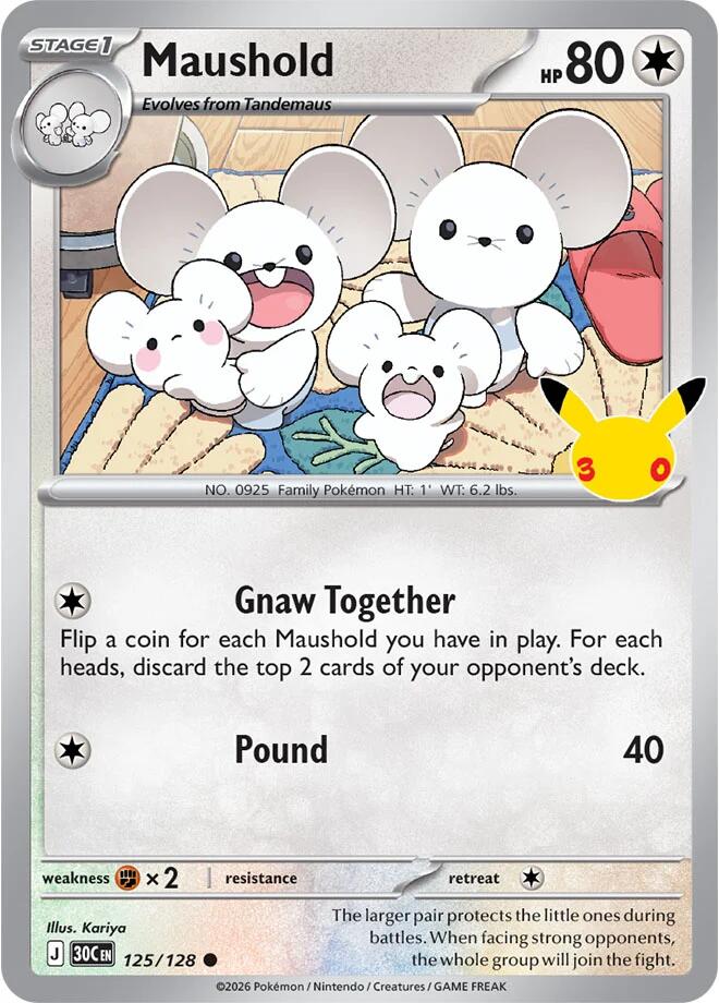 Maushold - 125/128 125/128 Common 30th Celebration Pokémon card