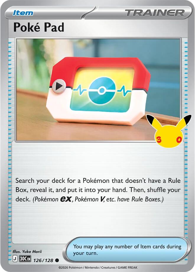 Poke Pad 126/128 Common 30th Celebration Pokémon card