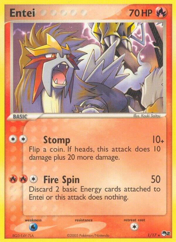 Entei 001/017 Rare POP Series 2 Pokémon card