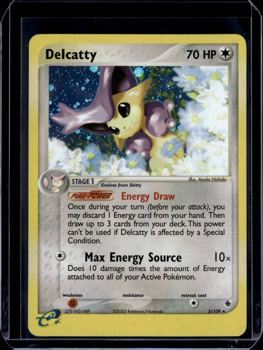 Delcatty - 5/109 Ruby and Sapphire #5/109 Holofoil Pokémon Card (front)