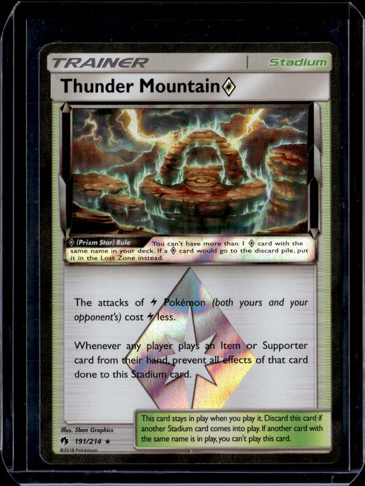 Thunder Mountain Prism Star SM - Lost Thunder #191/214 Holofoil Pokémon Card (front)