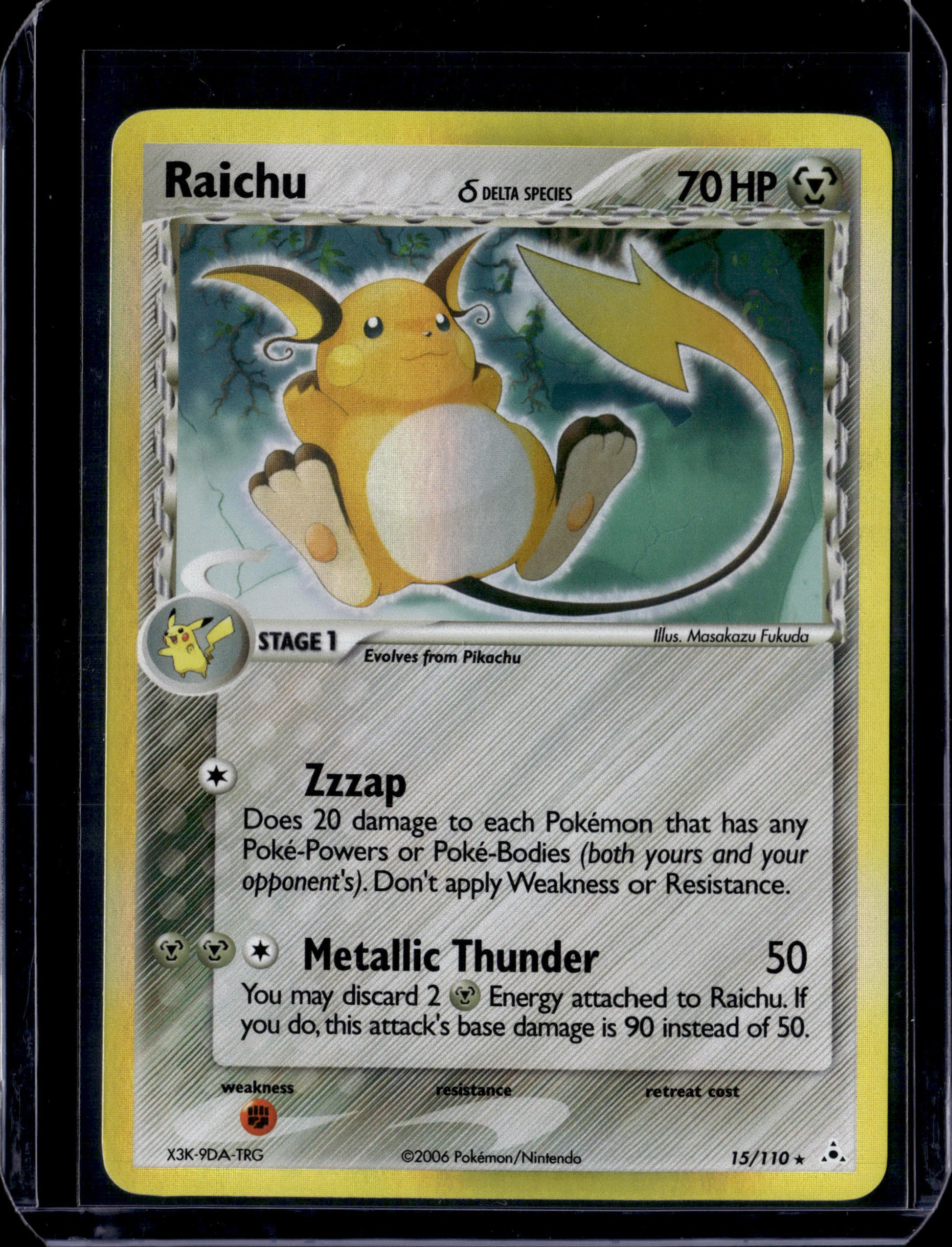 Raichu (Delta Species) Holon Phantoms #15/110 Holofoil Pokémon Card (front)