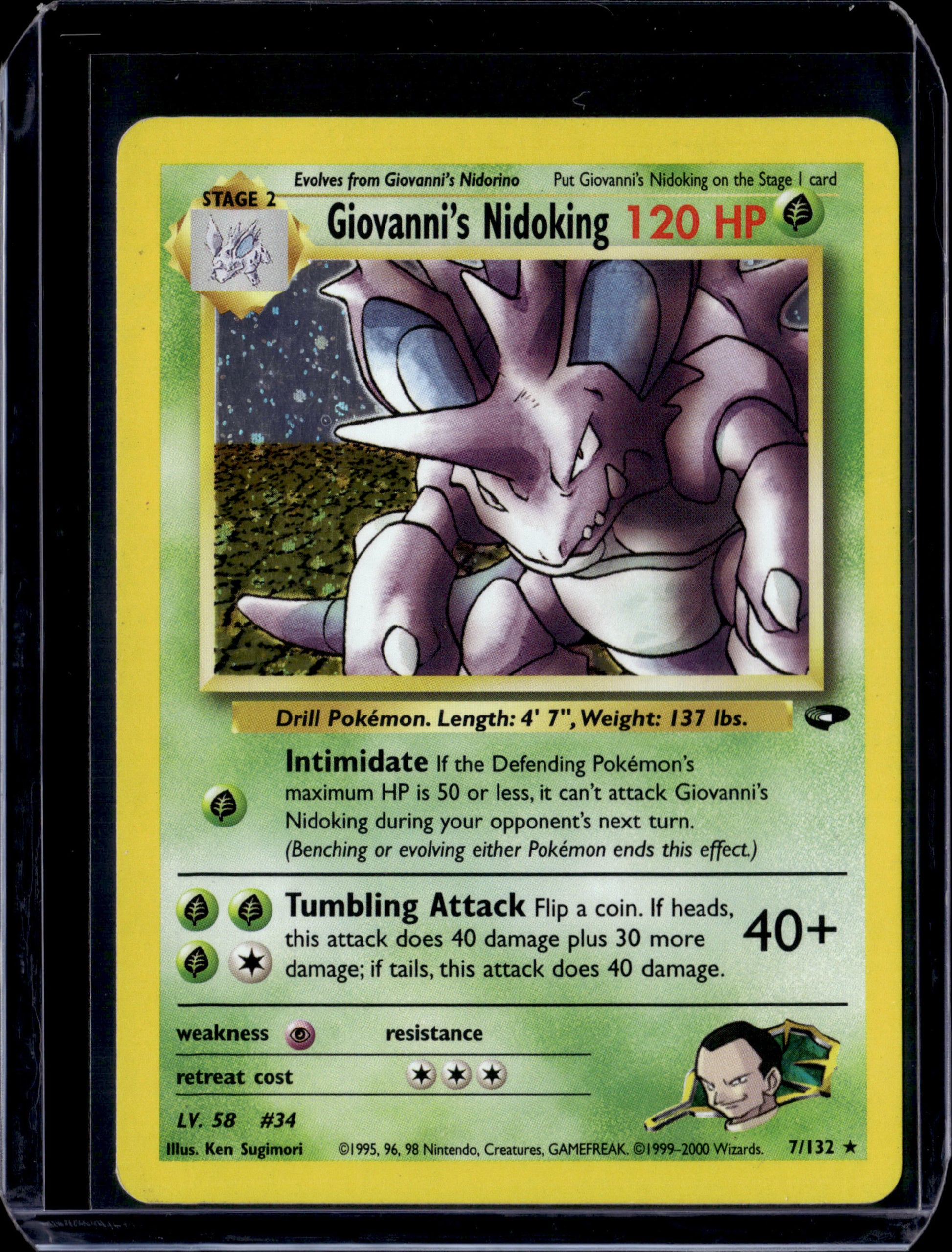 Giovanni's Nidoking Gym Challenge #007/132 Unlimited Holofoil Pokémon Card (front)
