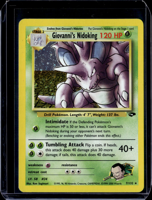 Giovanni's Nidoking Gym Challenge #007/132 Unlimited Holofoil Pokémon Card (front)