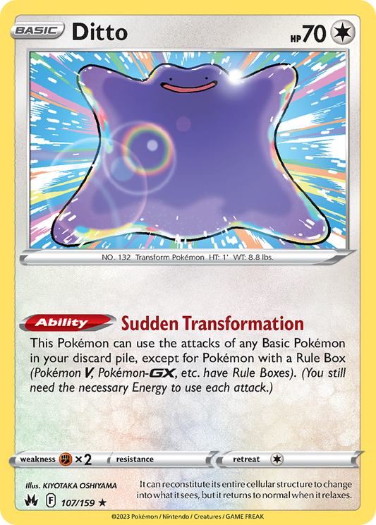 Ditto 107/159 Rare Holo Crown Zenith