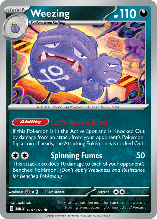 Weezing 110/165 Rare 151