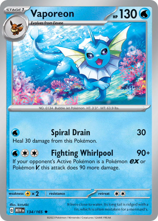 Vaporeon 134/165 Rare 151