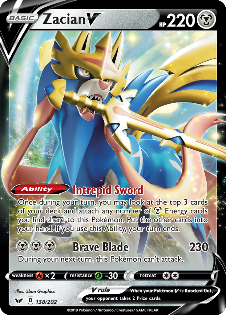 Zacian V 138/202 Rare Holo V Sword & Shield