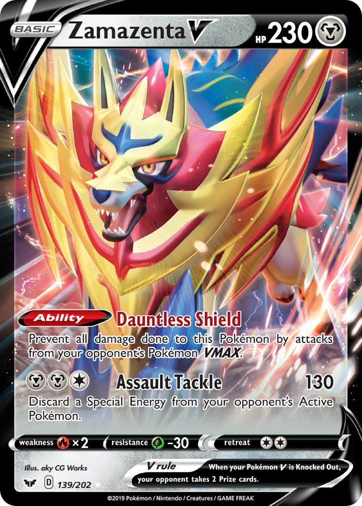 Zamazenta V 139/202 Rare Holo V Sword & Shield