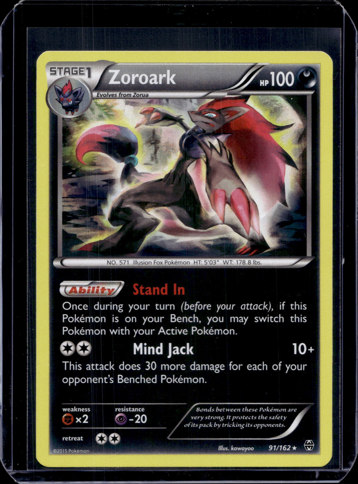 Zoroark XY - BREAKthrough #91/162 Holofoil Pokémon Card (front)