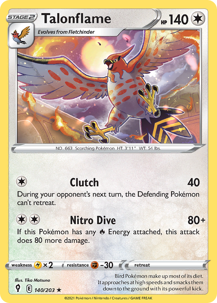 Talonflame 140/203 Rare Evolving Skies