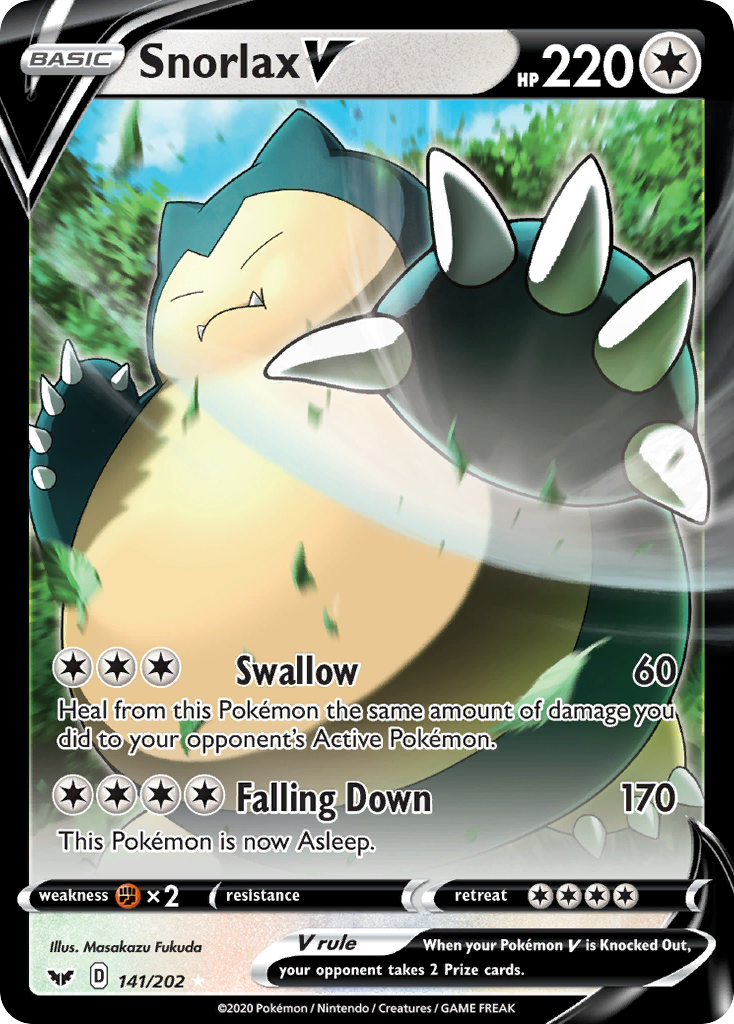 Snorlax V 141/202 Rare Holo V Sword & Shield