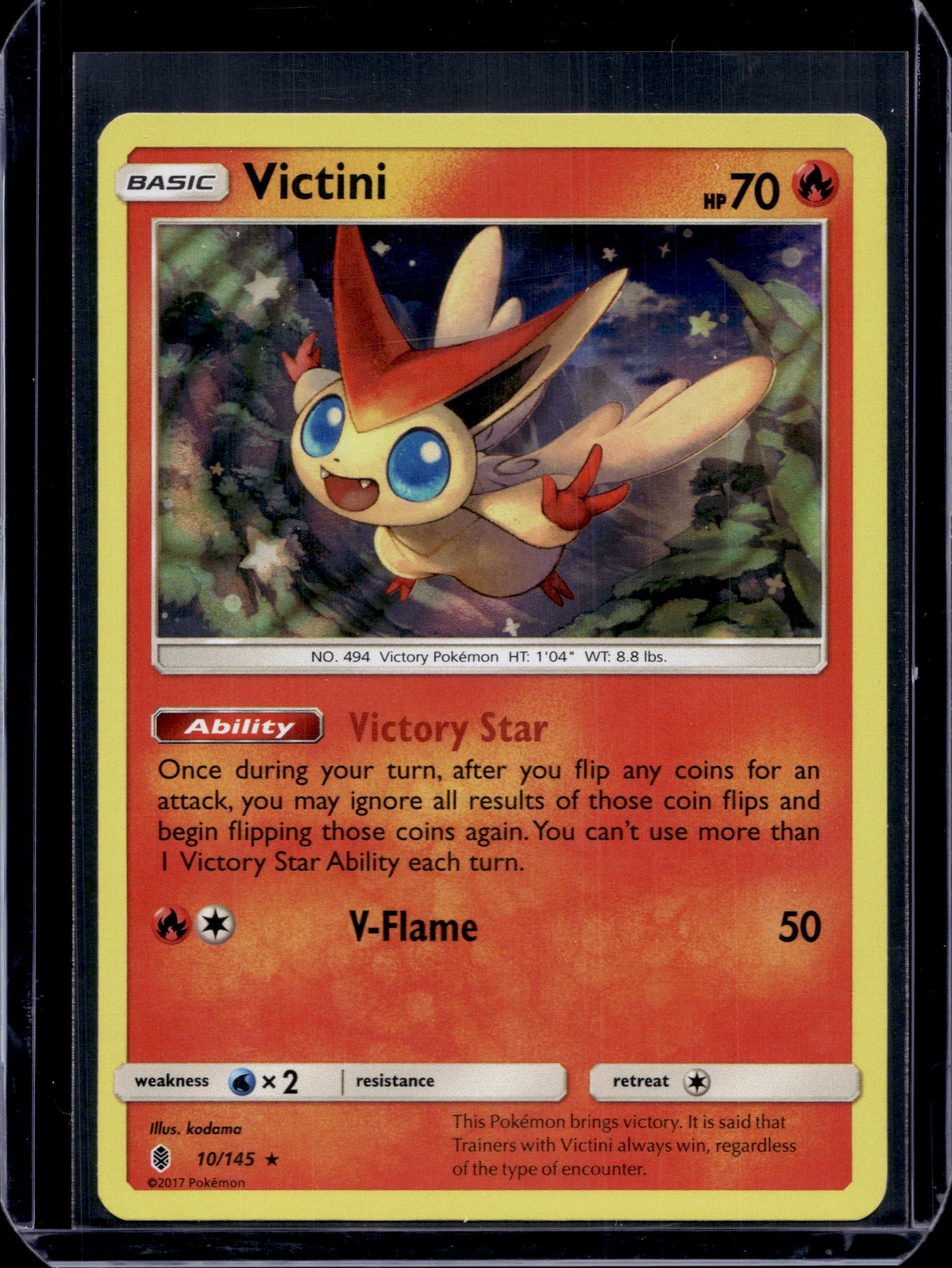 Victini SM - Guardians Rising #10/145 Holofoil Pokémon Card (front)