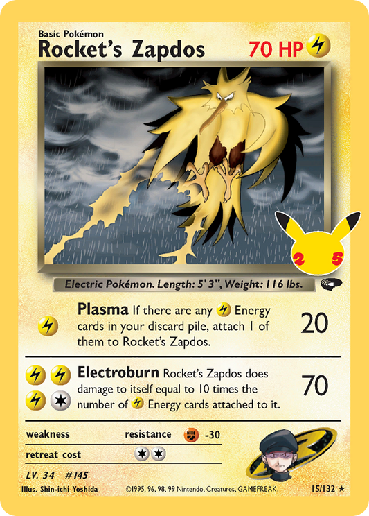 Rocket's Zapdos 015/025 Classic Collection Celebrations: Classic Collection