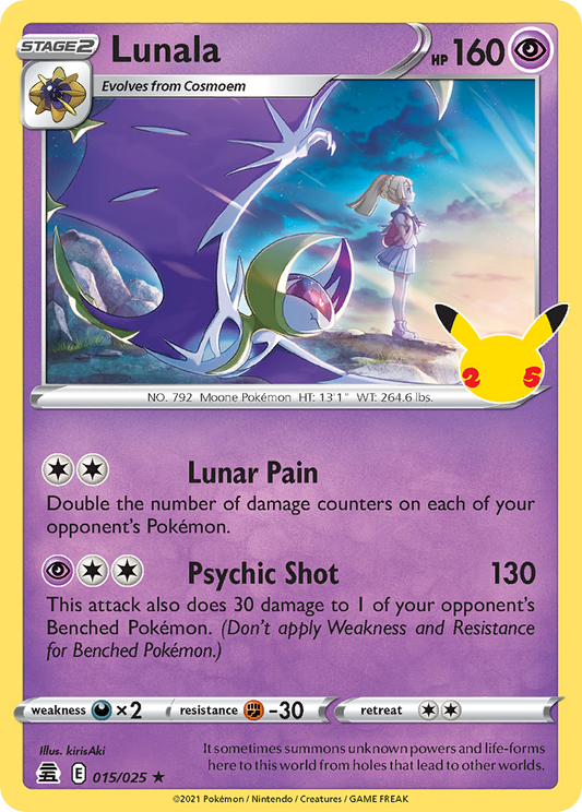 Lunala 015/025 Rare Holo Celebrations