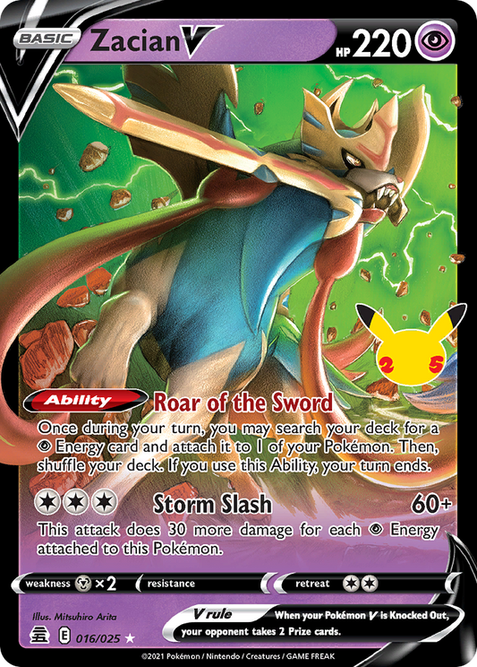 Zacian V 016/025 Rare Holo V Celebrations