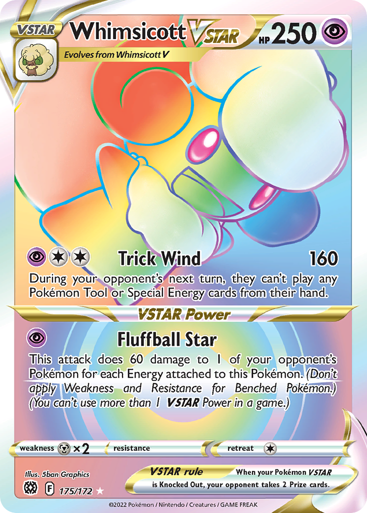 Whimsicott VSTAR 175/172 Rare Rainbow Brilliant Stars