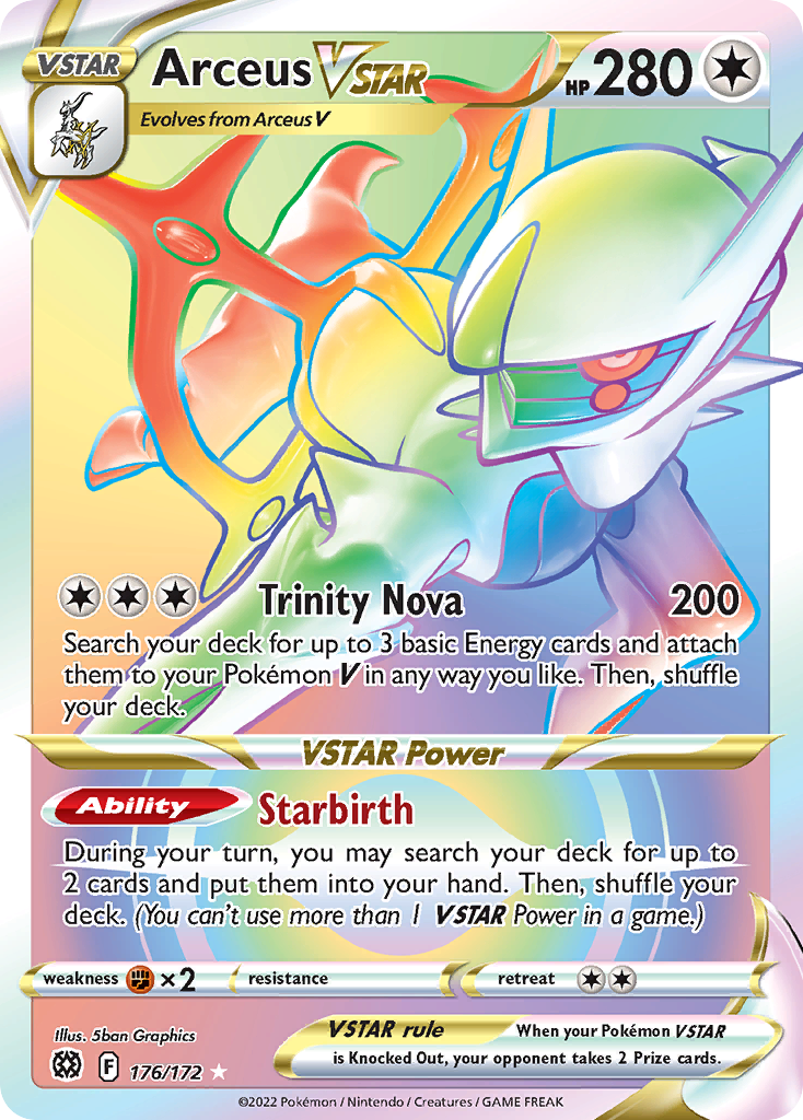 Arceus VSTAR 176/172 Rare Rainbow Brilliant Stars