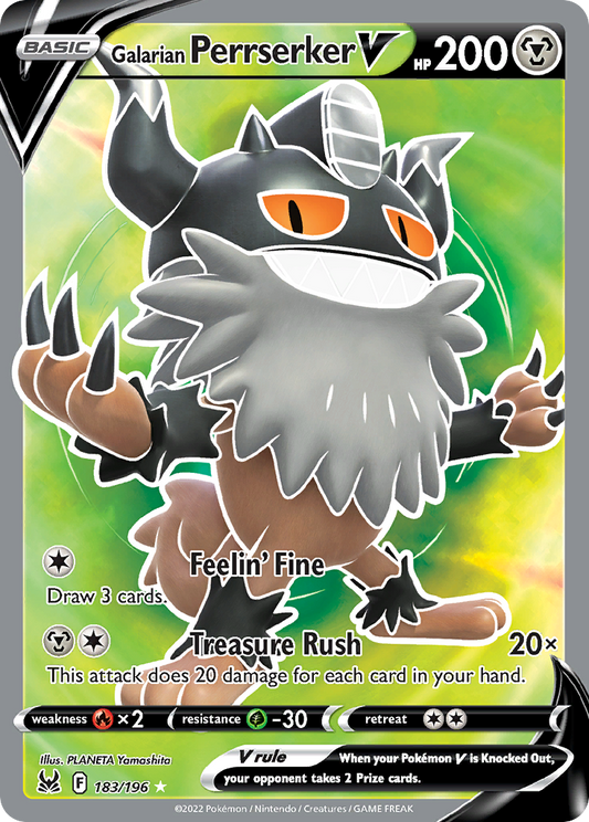 Galarian Perrserker V 183/196 Rare Ultra Lost Origin