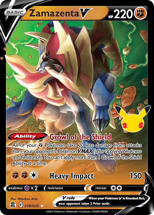 Zamazenta V 018/025 Rare Holo V Celebrations