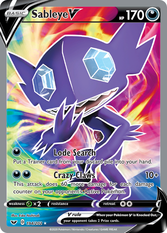 Sableye V 194/202 Rare Ultra Sword & Shield