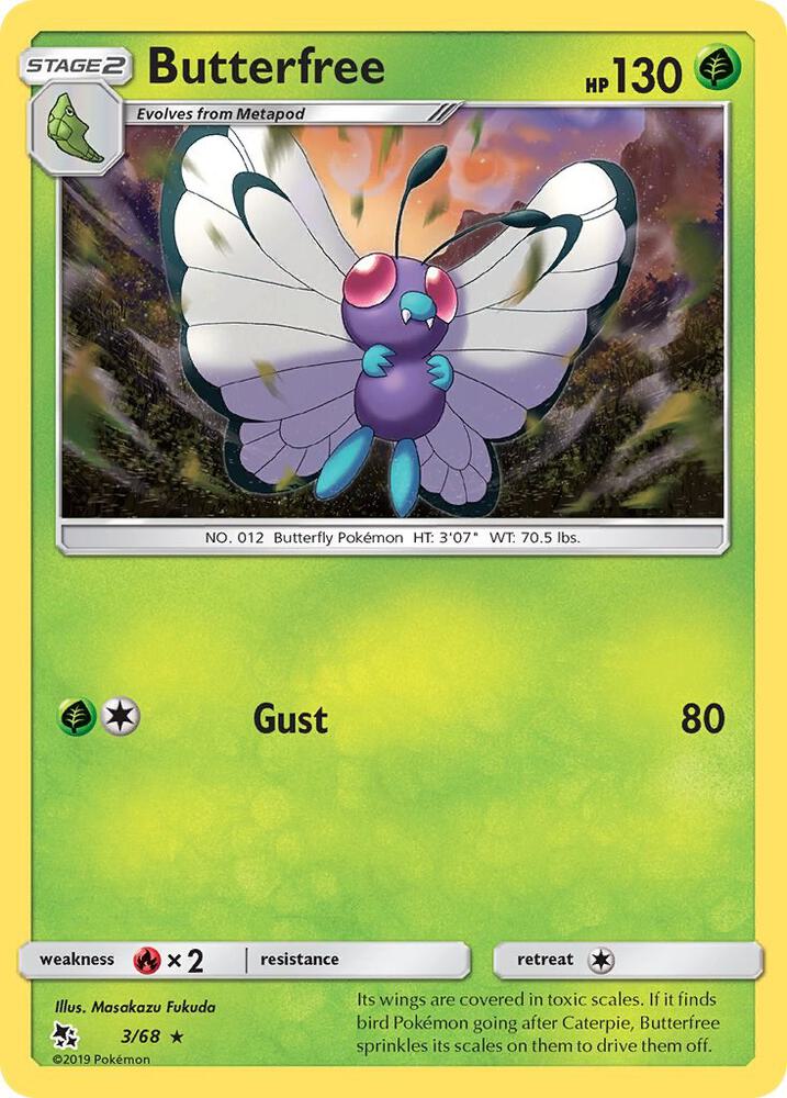 Butterfree 3/68 Rare Hidden Fates Pokémon card