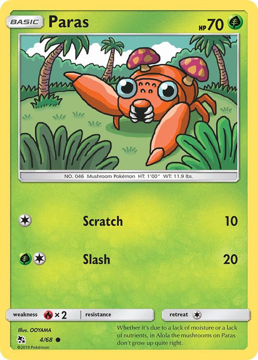 Paras 4/68 Common Hidden Fates Pokémon card